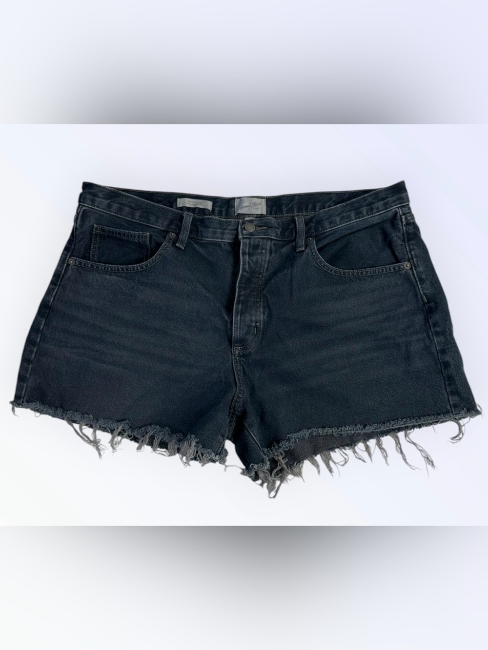 Universal Thread, Black Frayed Hem Women's Denim 90s Baggy Short, Size 16